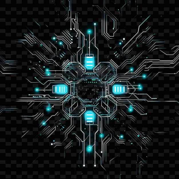 glowing circuit patterns of an advanced ai entity with neon png creative neon line art designs
