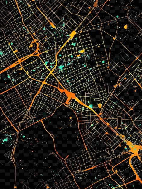 Светящиеся карты городов переплетенные и слоистые формы карт в y2k текстуры формы фона декоративного искусства