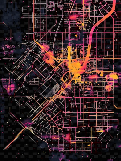Mappe della città luminose forme di mappe intrecciate e stratificate nella tessitura y2k forme di sfondo decor art