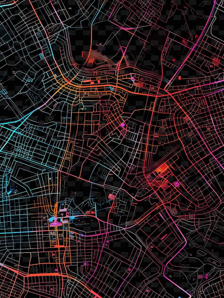 PSD 반이는 도시 지도 (glowing city maps) - y2k에 여있는 층층화된 지도 모양, 텍스처 모양, 배경 장식 예술