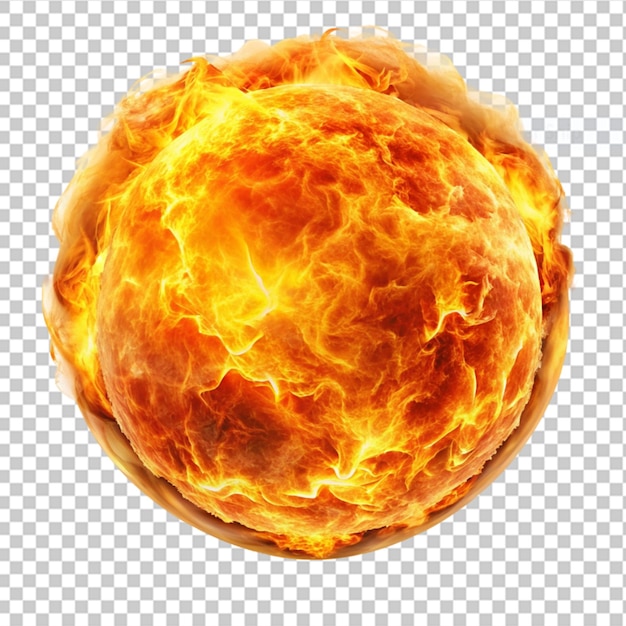 PSD glowing color fire ball on transparent background