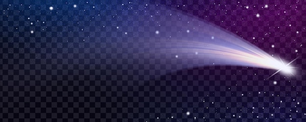 glowing comet with shiny glitter and dust effect