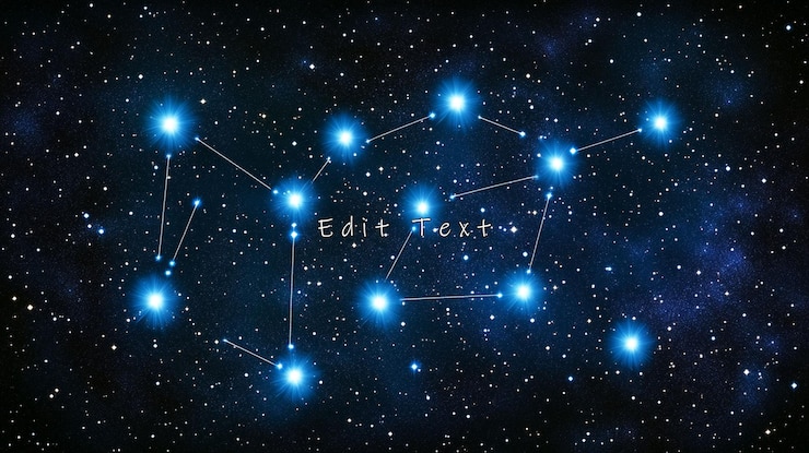 PSD glowing constellation in dark space