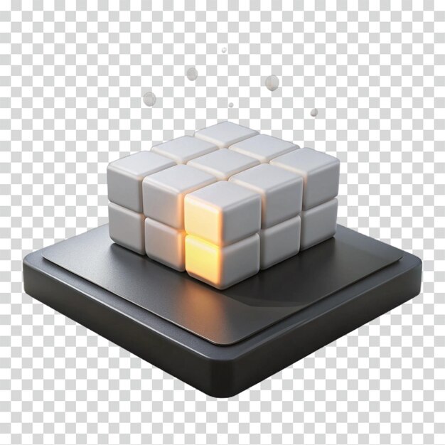 Glowing Cube Puzzle 3D Render of Interlocking Blocks