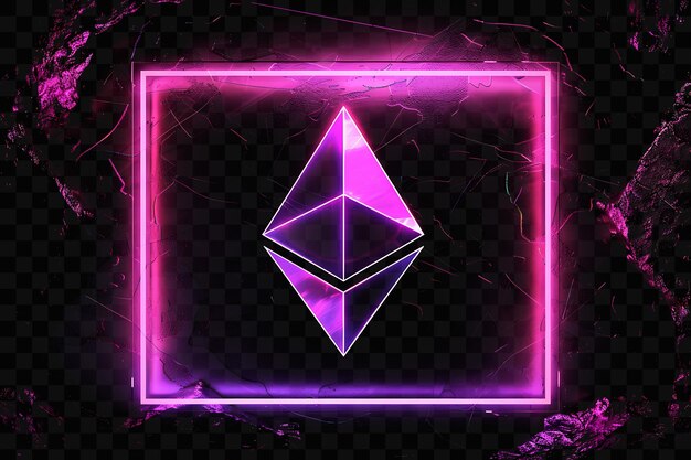 A glowing cube with a purple background and a black square