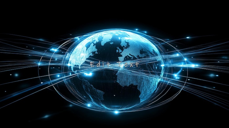 PSD glowing digital earth with network connections