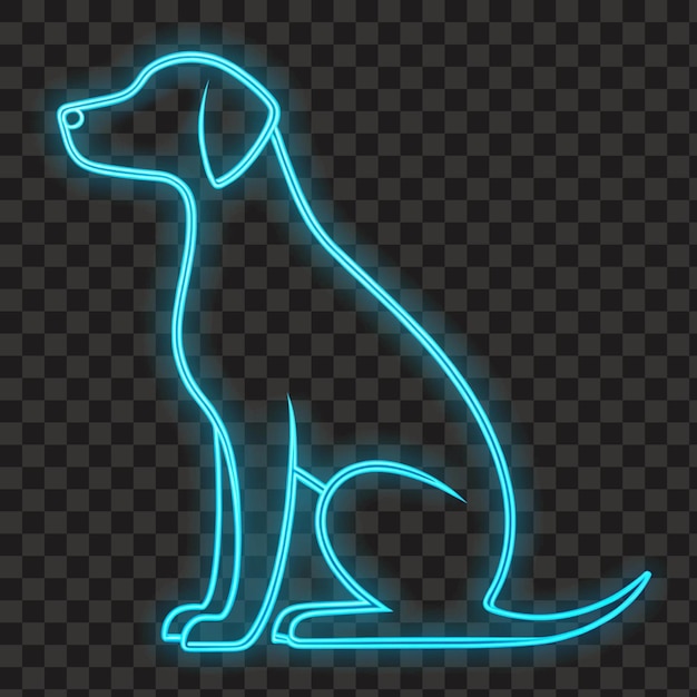 glowing dog neon outline isolated transparent png