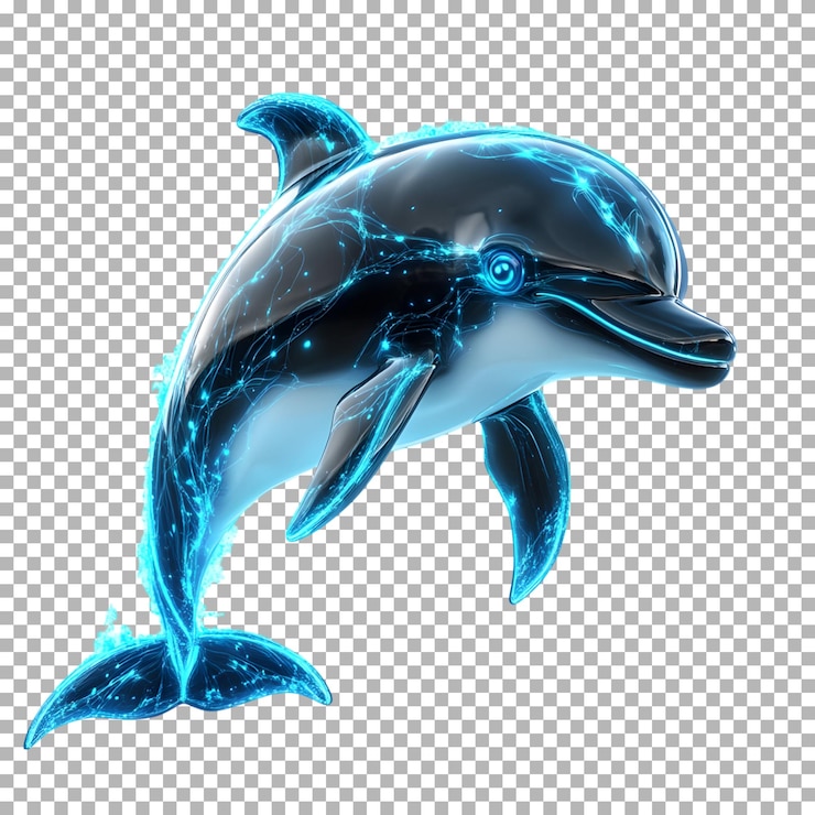 PSD glowing dolphin isolated on transparent background