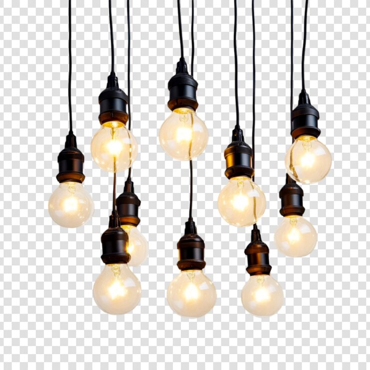 PSD glowing edison bulbs hanging decor lighting design
