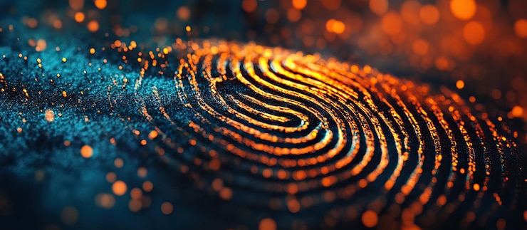 PSD glowing fingerprint on a dark surface