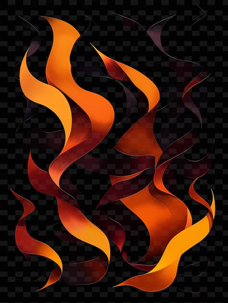 PSD 燃える炎の踊りと重なり合う炎の形 s y2k 質感の形 背景の装飾アート