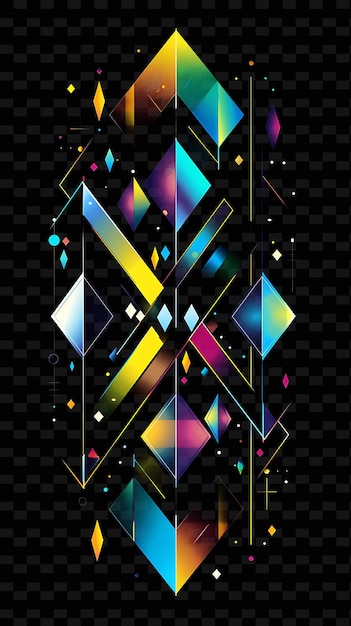 Glowing geometric shapes arranged in a mosaic pattern geomet y2k texture shape background decor art