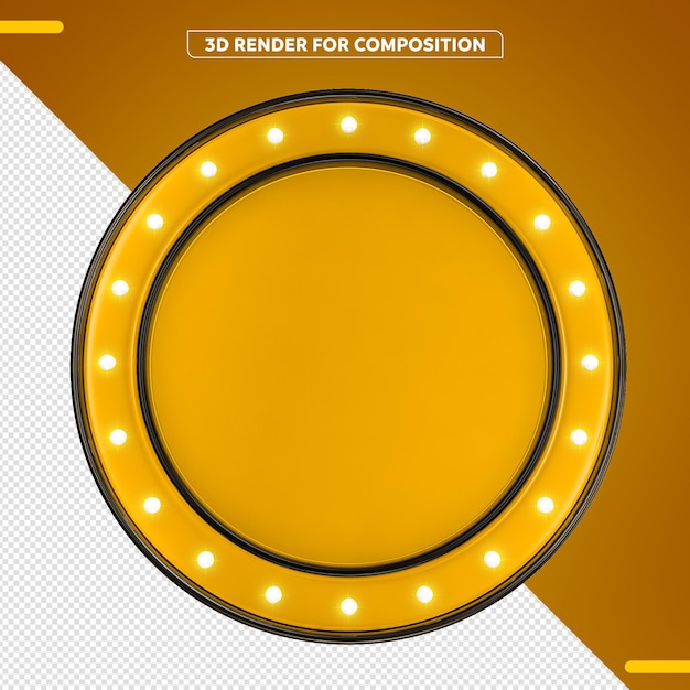 Glowing gold circle light with bulbs decoration
