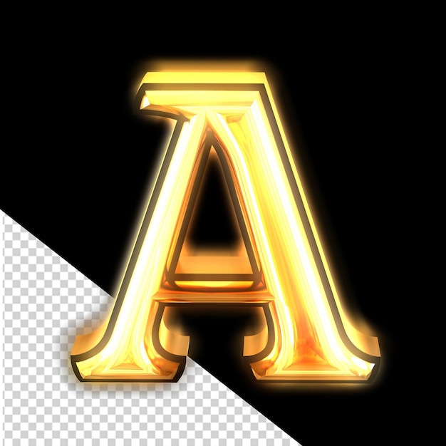 Glowing gold symbol letter a