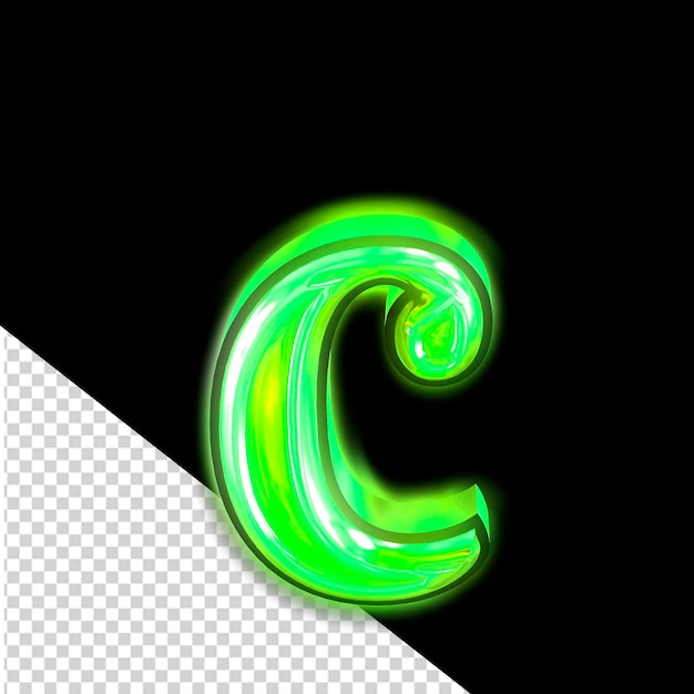 PSD 빛나는 녹색 기호 글자 c