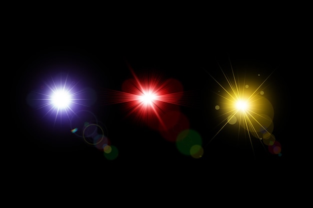 PSD glowing lens lights collection, lens flares set