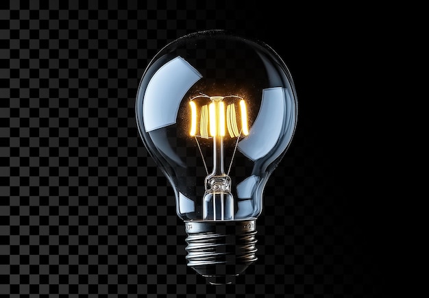 glowing light bulb on transparent background with copy space
