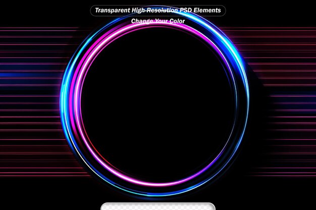 PSD glowing liquid rings and neon lines abstract background