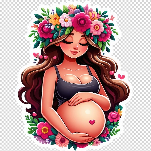 PSD glowing mama adorable pregnancy sticker transparent background