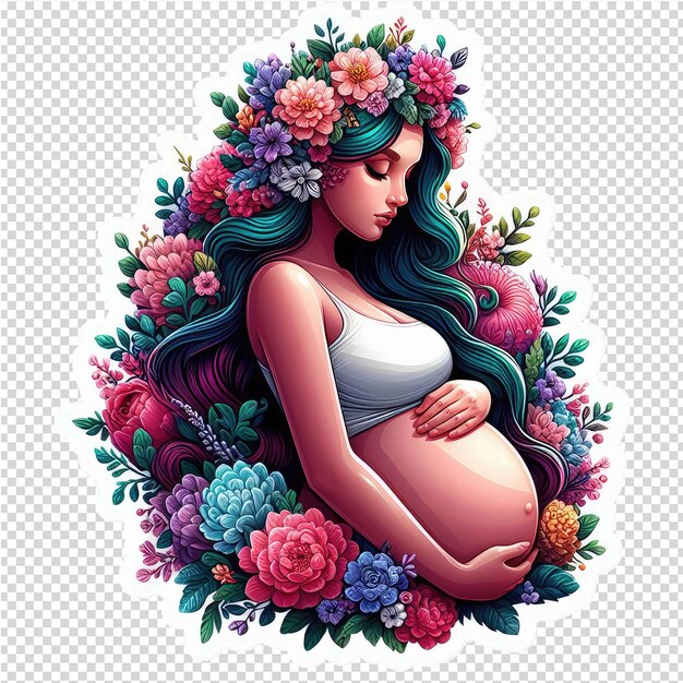 Glowing mama adorable pregnancy sticker transparent background