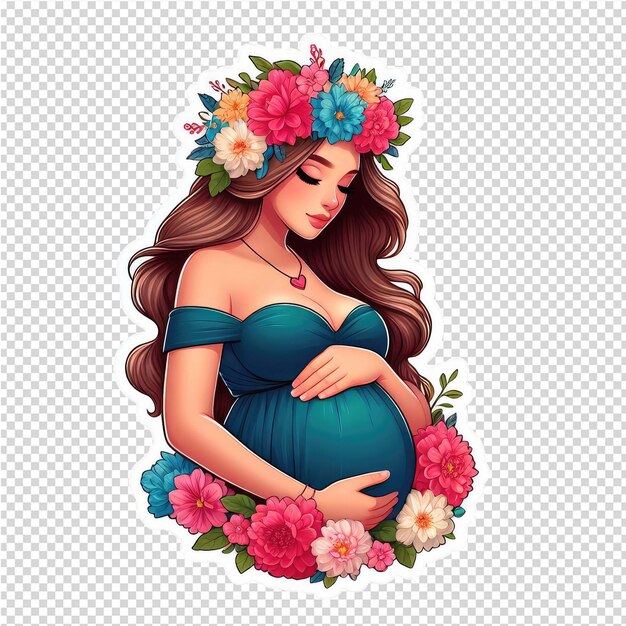 Glowing mama adorable pregnancy sticker transparent background