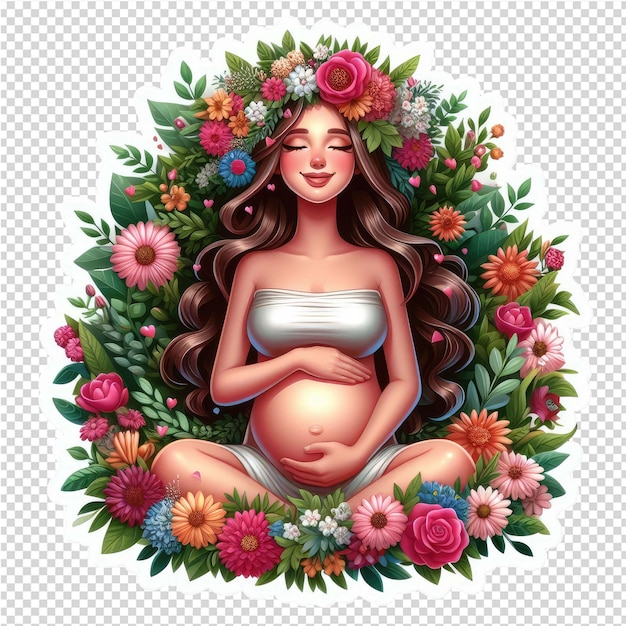 PSD glowing mama adorable pregnancy sticker transparent background