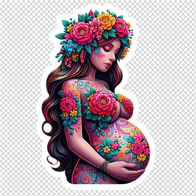 PSD glowing mama adorable zwangerschap sticker transparante achtergrond