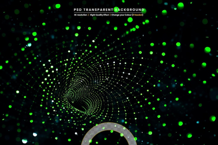 PSD glowing multi colored circles backdrop on transparent background