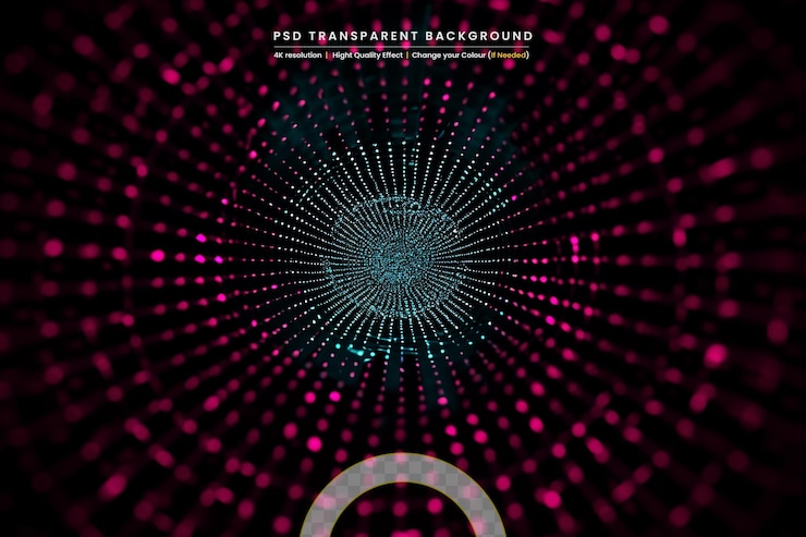 PSD glowing multi colored circles backdrop on transparent background