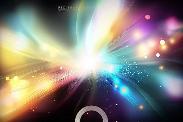 PSD glowing multi colored circles ignite on transparent background