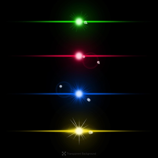 Glowing multicolor lens flare set bright star ray