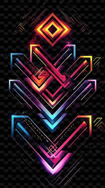 PSD glowing neon arrows pointing in different directions arrow t y2k texture shape background decor art