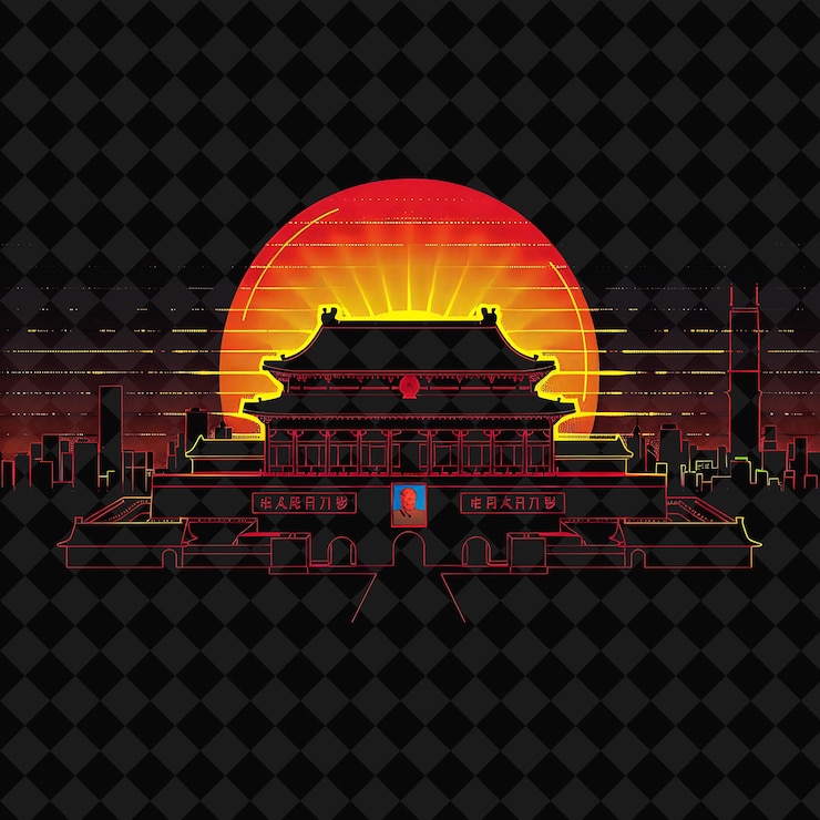 PSD 閃耀的虹北京大都會在一個 siluette 廣場 l png y2k 單城市景觀拼貼藝術