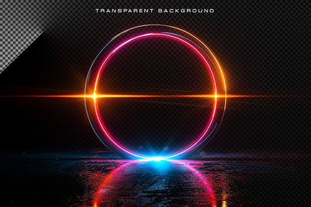 glowing neon circle in transparent background