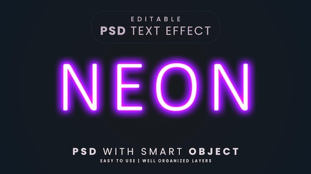 PSD glowing neon lettertype met hoofdletters en kleine letters neon licht effect psd-bestand