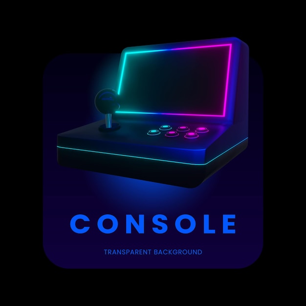 Glowing neon light gaming console 3d rendering illustration