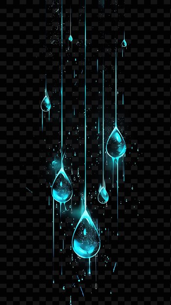 PSD glowing neon regendruppels falling water droplet texture materia y2k texture shape background decor art