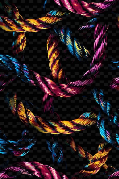 Glowing Neon Ropes Intertwined Rope Collage Texture Rope Lig Y2k Texture Shape Background Decor Art