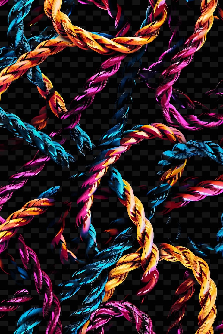 PSD glowing neon ropes intertwined rope collage texture rope lig y2k texture shape background decor art