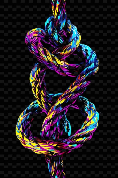 PSD glowing neon ropes intertwined rope collage texture rope lig y2k texture shape background decor art