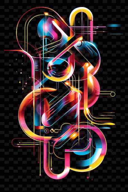 PSD glowing neon signs interwoven neon sign collage texture flic y2k texture shape background decor art