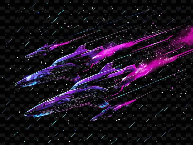 PSD glowing neon spaceships soaring glitched spaceship texture m y2k texture shape background decor art