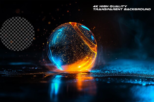 PSD glowing orb floating in the air on transparent background