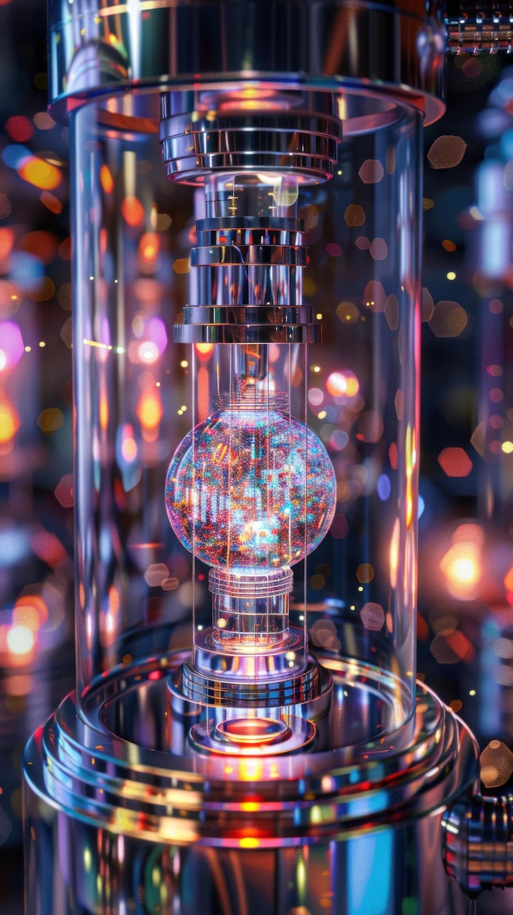 PSD glowing orb inside futuristic glass enclosure