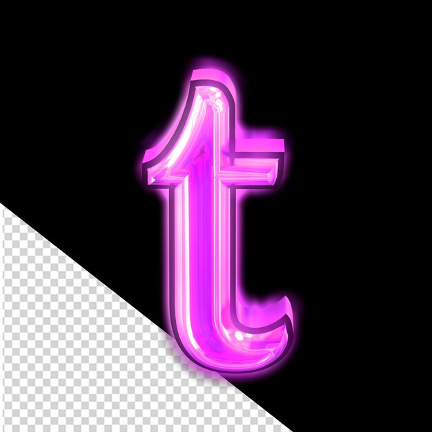 Glowing purple symbol letter t