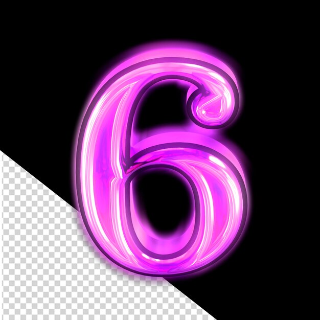 Glowing purple symbol number 6