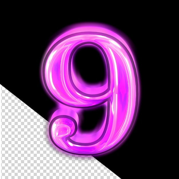 Glowing purple symbol number 9