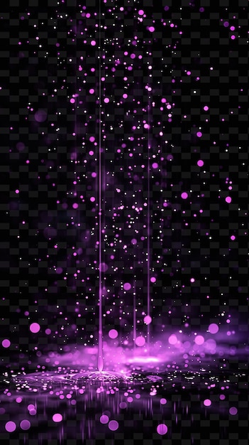 Glowing rain with phosphorescent droplets and purple glowing png neon light effect y2k collection