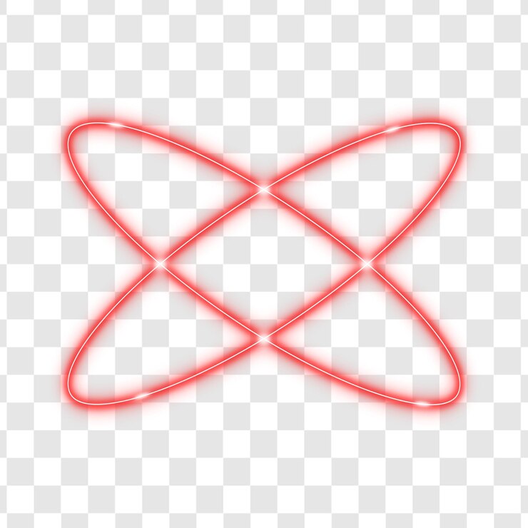 PSD glowing red neon circular star shape and spark points on transparent background