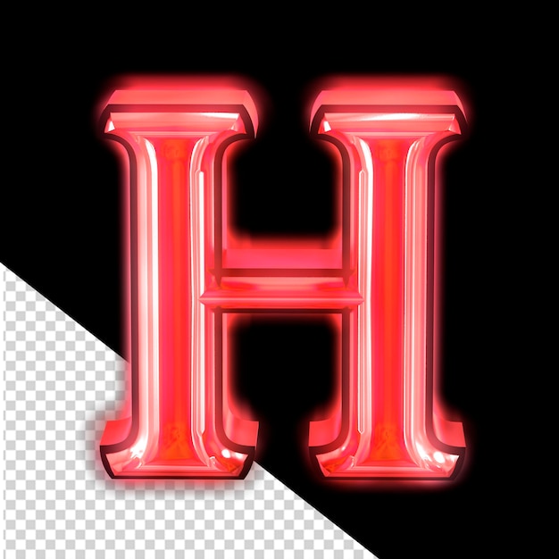 Premium psd glowing red symbol letter h